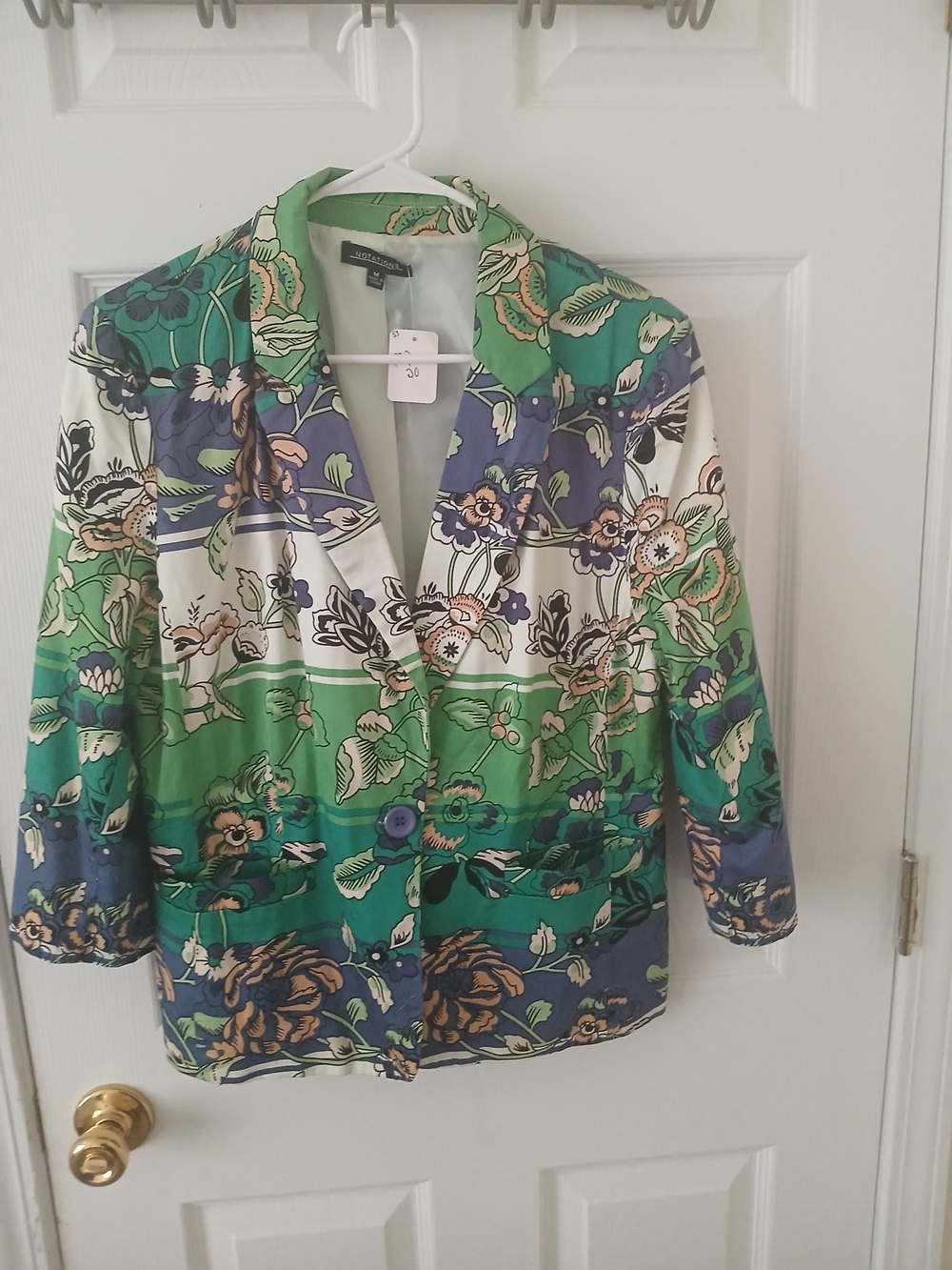 Notations Green and Blue Floral Blazer